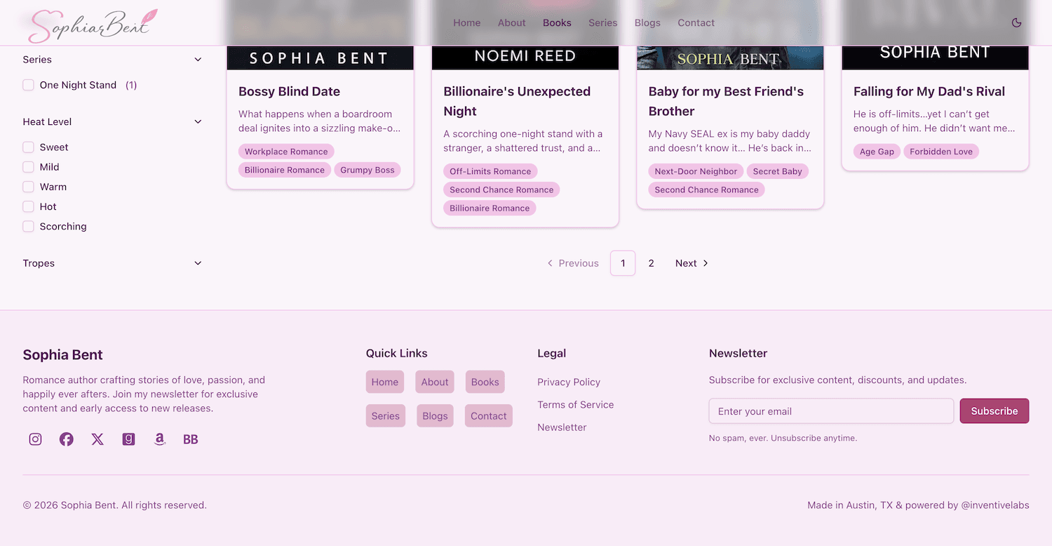 SophiaBent mobile view